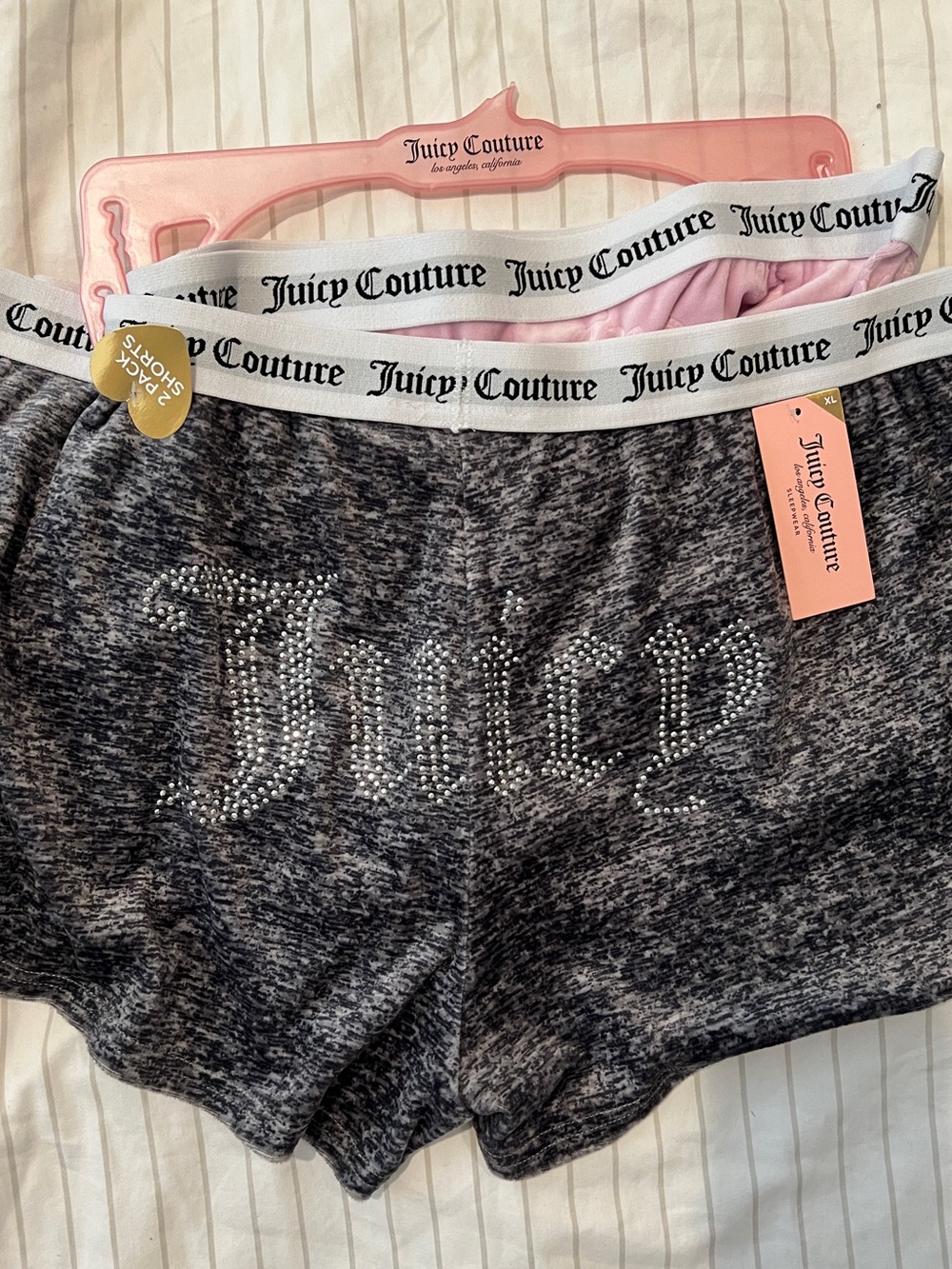 🔥LAST XL Juicy Couture 2pk Bling Velvet Shorts